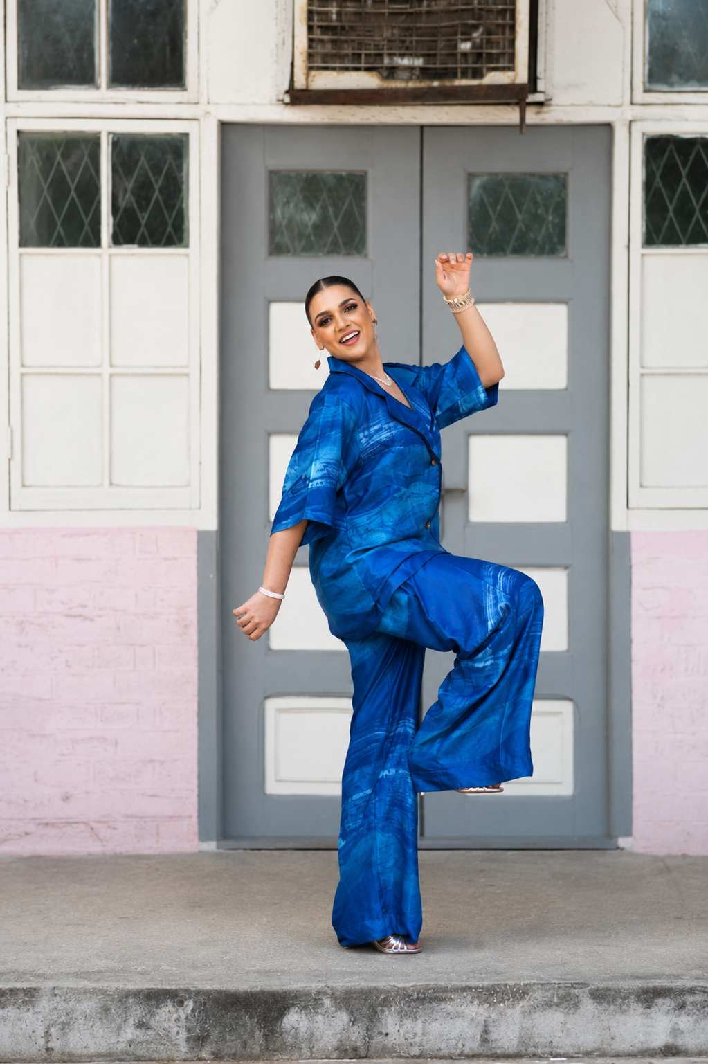 OMI EKO SILK PANT SET(BLUE)