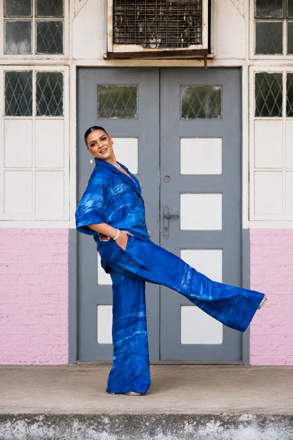 OMI EKO SILK PANT SET(BLUE)